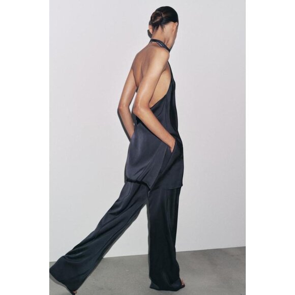 ZARA ZW COLLECTION SATIN HALTER TOP - Picture 4 of 8